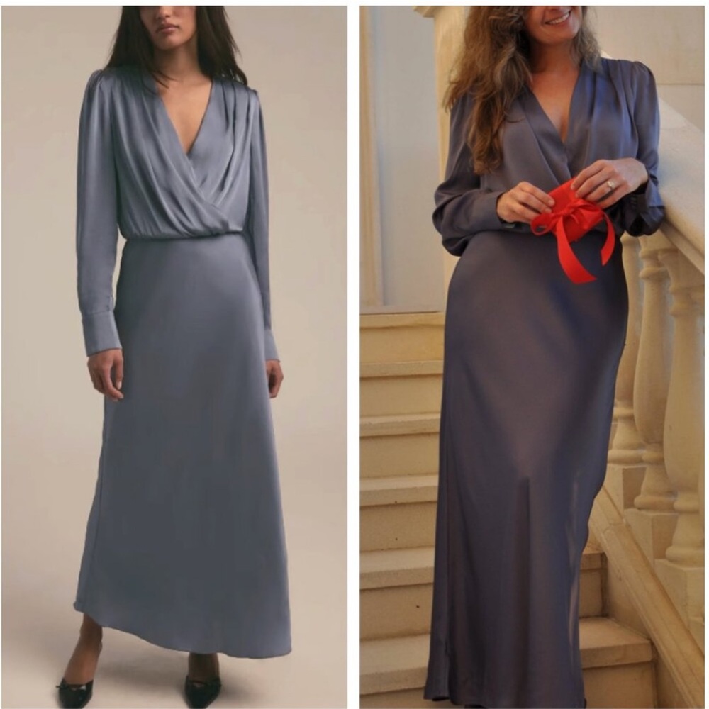 Favorite Daughter The Nita Maxi Dress Gown Medium Slate Gray